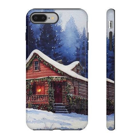 Cozy Christmas Cabin in the Snow - Impact Resistant Phone Case iPhone 8 Plus Glossy